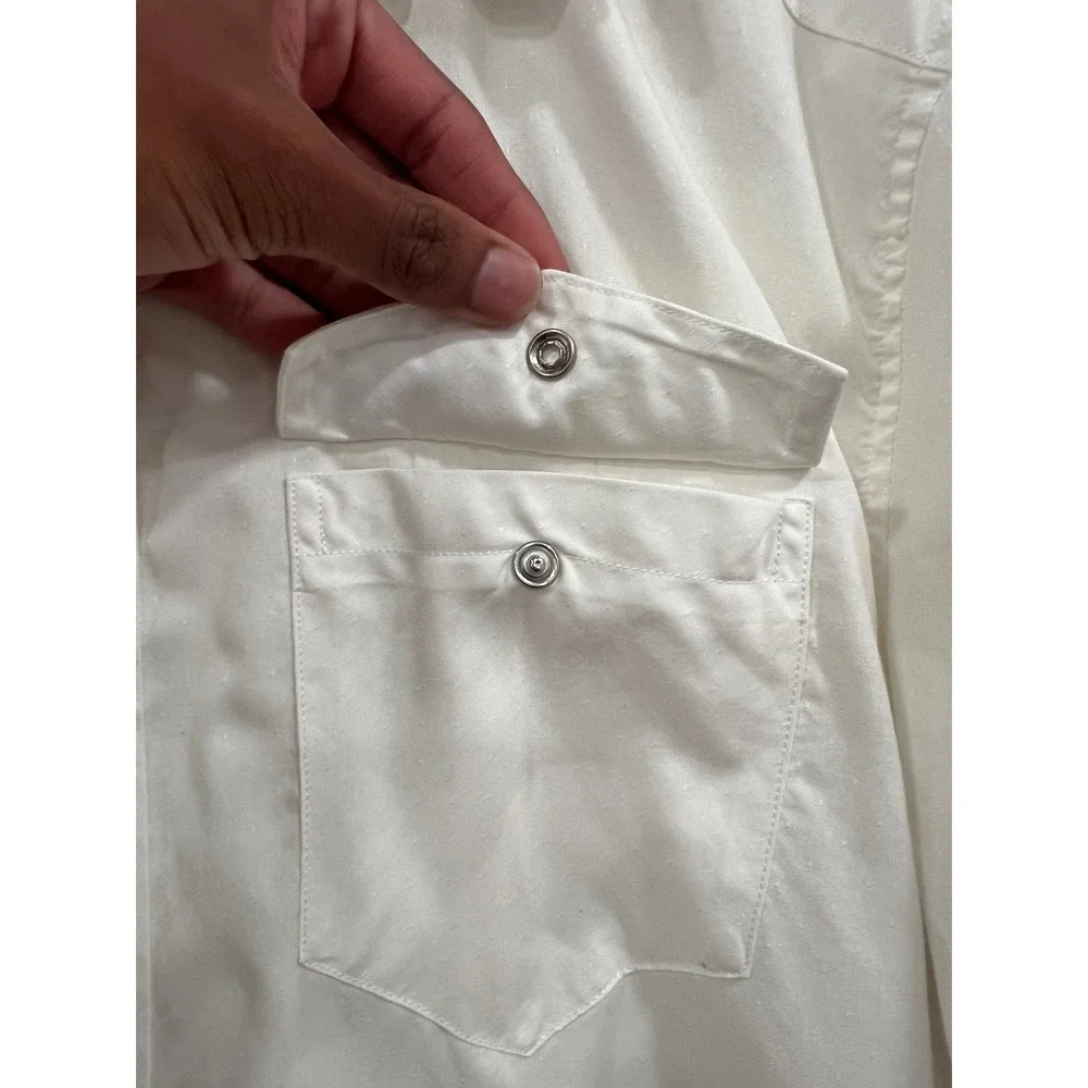 Banana Republic Shirt Pearl Snap Button Down Mens XL White Western Slim Fit